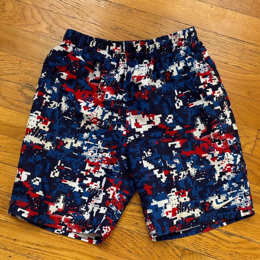 Boys Nike swimsuit - Blue, Red & White Digital Camo